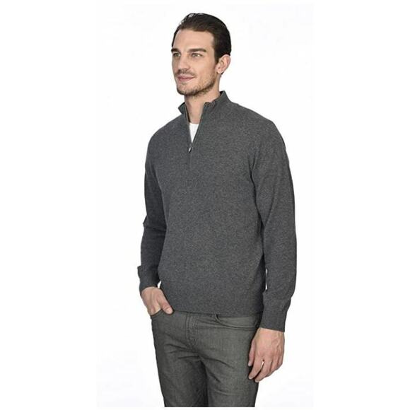 State Cashmere Half Zip Mock Neck Pullover 100% Pure Cashmere Polo Sweater XL - Picture 3 of 10